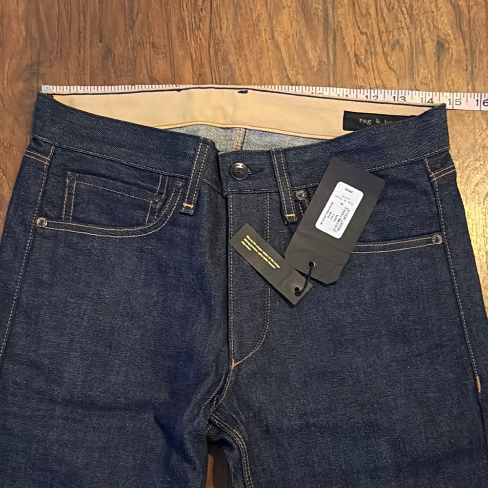 rag & bone Blue Slim Fit Jeans with Raw Denim